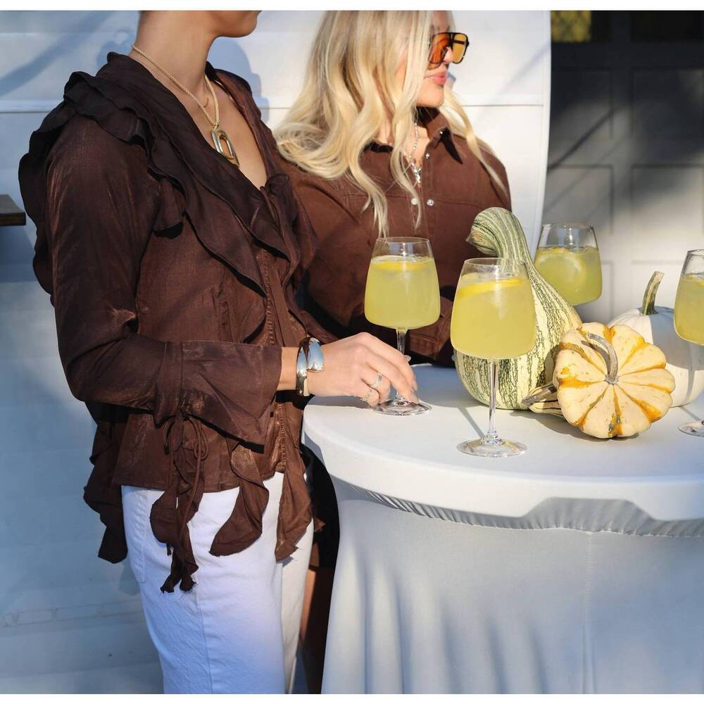 emory park Brown Ruffled Long-Sleeve Blouse - Picture 7 of 8